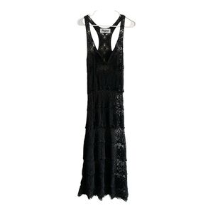 Meghan Los Angeles black crochet see thru dress beach cover up size M/L